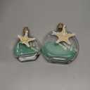 QEQEKAKA 2PCS Glass Bottles with Cork & Green Sand Rocks and Natural Sea Shells Starfish Beach Glass Bottles, for Coastal & Beach Room Decor, Home Tabletop & Summer Decorations, Bridal Shower Gifts