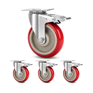 5 Inch Industrial Heavy Duty Swivel Caster Wheels with Brake,Set of 6 Safety Locking Casters,Load 2400lbs,Premium Polyurethane Wheels for Table,Trailer,Saw Table,Stage Toolbox,Bed,Corn Board