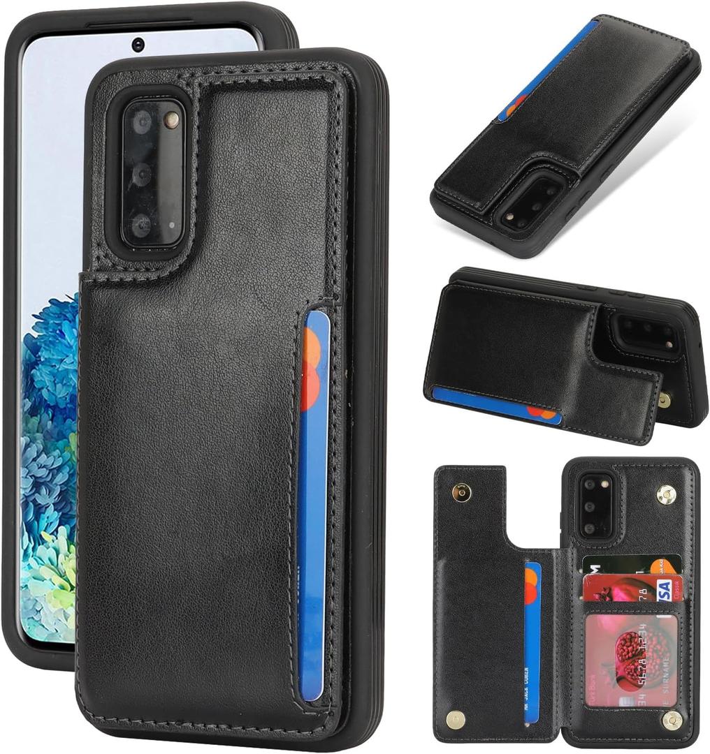 iCoverCase Compatible with Samsung Galaxy S20 Case with Card Holder, S20 Wallet Case for Women Men [RFID Blocking] PU Leather Protective Phone Case for S20 5G (Black)