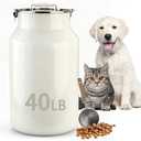 Aloxina Dog-Cat Food Storage Container 40 lb, Large Stainless Steel Bin