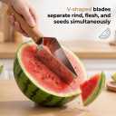 4 x Stainless Steel Watermelon Slicer with Wooden Handle, 2026 New Triangle Watermelon Cutter for Even Cubes, Professional Fruit Slicer Tool for Cantaloupe Honeydew & Summer Party