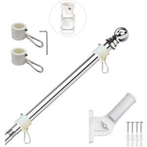 MTB Garden 5ft Stainless Steel Flag Pole and Holder, 1 inch Flag Pole for Outside House Porch Flagpole Mount