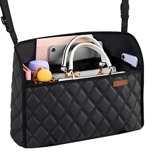 WLLWOO WLLWOO Car Net Pocket Handbag Holder Between Seats Back Storage Organizer Purse Holder for Console Front Seat Storage Barrier