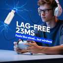NUBWO G06 Dual Wireless Gaming Headset with Microphone for PS5, PS4, PC - 23ms Low Latency Audio - 100-Hour of Playtime - 50mm Drivers (White-Black)
