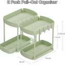 2 Pack Multi-Purpose Pull-Out Storage Organizers, Under Sink Organizers and Storage for Bathroom & Kitchen, Under Cabinet Organizers and storage, 12.8 Inch, Green