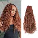 Boho Crochet Braids Human Hair 18 Inch Goddess Box Braids Crochet Hair for Black Women Human Hair Curls Pre looped Synthetic Boho Box Braid Crochet Hair Extensions(Ginger, 77Strands)