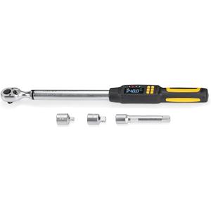 Digital Torque Wrench 1/2 Inch Drive, 12.5-250 ft-lb, 72-Tooth Electronic Torque Ratchet with Socket Adapters and Extension Bar