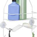 Zenna Home Rust Resistant Hanging Shower Caddy, Over the Shower Head Caddy with 1 Wide Shelf and Built In Soap Dish, Steel Bathroom Hanging Organizer, White