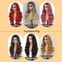 HMHIFI Long Ombre Blonde Wigs for Women 26 inch Long Wavy Middle Part Wig Ombre Blonde Wigs Upgraded Protein Fiber Hair Replacement Wig Cosplay Costume Halloween Wig(26'' Brown Ombre Blonde)