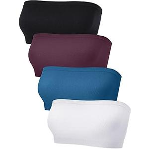 3 Pieces Women's Bandeau Bra Strapless Bralette Seamless Bandeau Non-Padded Stretch Top Bra Size S