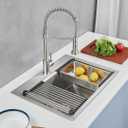 25-inch Workstation Kitchen Sink Drop In, 25x18 Inch 18 Gauge Stainless Steel Topmount Kitchen Sink Single Bowl with Cutting Board& Strainer, D25" x W18" x H9"