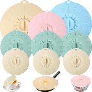 9 Pack Silicone Lids, Microwave Splatter Covers - Reusable, Heat Resistant Lids (5 Sizes) for Bowls, Cups, Plates, Pots, Pans & Skillets - Stovetop, Oven, Fridge & Dishwasher Safe