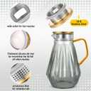 Glass Pitcher with Lid and Spout, Gray Clear Hot & Cold Water Jug with Handle and Lid for Iced Juice, Coffee, Milk, Coffee, Sun Lemonade,Water, Hot Tea (68 oz)