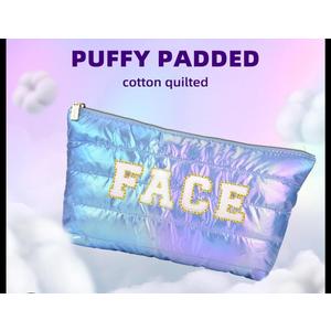 Hiroyuki Iridescent Makeup Bag, 14 inches Cosmetic Bag, Large Capacity Travel Pouch (Face, purple)