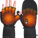 Heated Gloves for Men, Women Rechargeable with 7.4V 3000mAh Battery Waterproof, Fingless Heated Mittens for Winter Work Typing with Light-Off Design (Small)