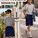 YooAurvox Boys Athletic Drawstring Shorts, Navy Blue, 9-10 Years