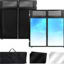 Topteng Portable DJ Facade Booth with Black/White Lighting Scrims, 42" x 20" Metal Frame DJ Table with Cable Slots, Carrying Case, for Events Clubs Bars Weddings Shows Party Indoor and Outdoor