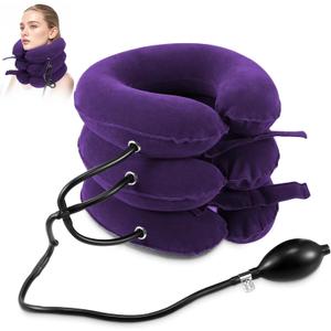 Jaximy Neck Stretcher, Cervical Traction Device, Neck Traction Device, Neck Pain Relief, Adjustable Inflatable Neck Brace & Neck Stretcher Cervical Traction, Neck Decompression Home Use (Purple)