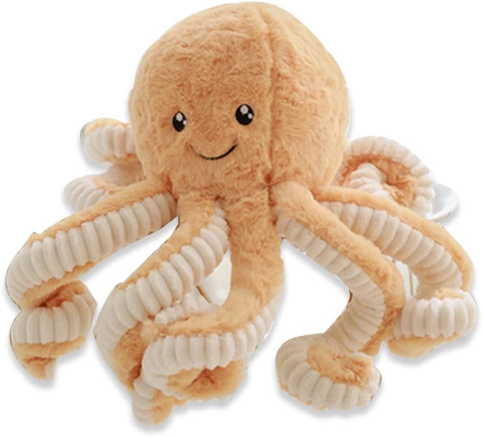 OUKEYI 15.7 Inches Plush Cute Octopus Soft Toy Stuffed Marine Animal for Home Decor Christmas Birthday Gifts(Brown)