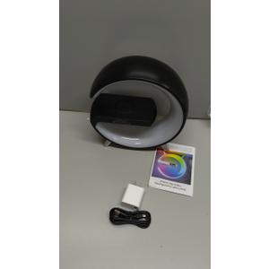 Smart LED Table Lamp, 4-in-1 Wireless Charger, Night Light, Alarm Clock, and Bluetooth Speaker with App Control for Bedroom, Office, and Home Decor (Black)