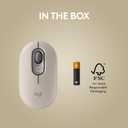Logitech POP Mouse, Wireless Mouse with Customizable Emojis, SilentTouch Technology, Precision/Speed Scroll, Compact Design, Bluetooth, Multi-Device, OS Compatible - Mist