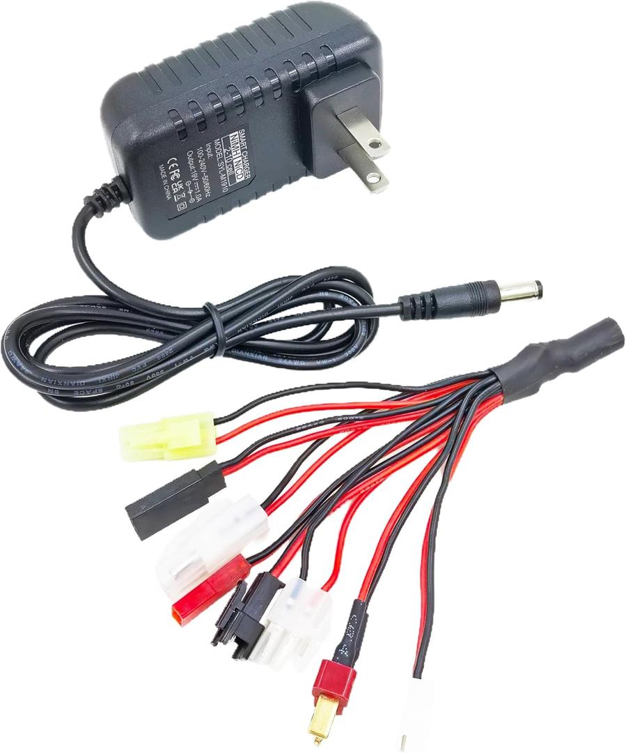 NiMH NiCd Battery Charger Universal RC Battery Charger for (2-10S) 4.8V 7.2V 8.4V 9.6V, RC Car Charger for Traxxas Battery Pack 2.4V-12V ,AC-DC Plug Charger, Airsoft Battery Packs
