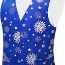 DiBanGu Mens Christmas Suit Vest Holiday Xmas Waistcoat Bowtie Set Party Suit Vest Christmas Holiday Waistcoat Tuxedo (Small, Blue Silver)