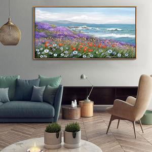 YDYSUNE Coastal Large Landscape Wall Art for Living Room, Bedroom Pictures, Ocean Beach Artwork, Blue Decorations Above Bed Decor, Coastal Landscape Wall Art, Beach Pinting 2958IN (29L" x 58W")