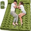 Double Camping Sleeping Pad with Pillow, Built-in Foot Pump Inflatable Sleeping Pad, Ultralight Air Mattress, Durable Waterproof Camping Pad for for Tent, Backpacking, Hiking (5" Thick Double)