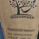 TegerDeger 12FT 2 Person Hammock Large Hammock 450LB Capacity with V Shaped Hardwood Spreader Bar & Nylon Rope for Outside, Patio, Garden, Backyard, Beach, Poolside - Gray