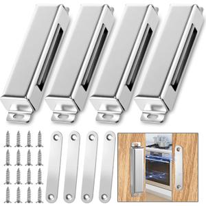 4 Pcs Magnetic Door Catch 150lb Stainless Steel Heavy Duty Strong Magnetic Cabinet Magnets for Closure Wardrobe Closet Cupboard Kitchen Bathroom Room Automatic (3.74 Inch)