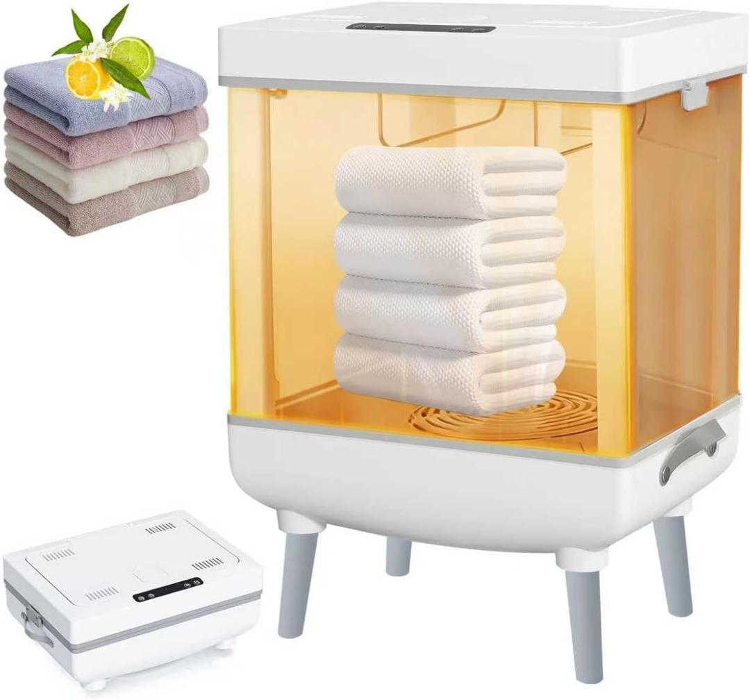 Towels Warmer for Bathroom, Foldable Hot Tub Large Towel Warmer Bucket with 2-in-1 Heating and Drying Functions, Fits Up to Two 40"X70" Oversized Towels, Blanket, Clothes and Robe for Single or Double
