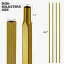 Glossy Gold Wrought Iron Stair Plain Balusters for Interior, 1/2" X 44" Square Metal Spindles for Stairs, Upgrade and Decorate Stairs (10)