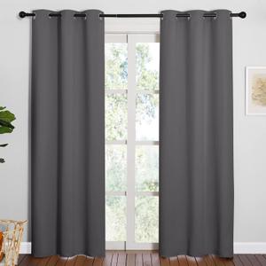 NICETOWN Noise Reducing Blackout Curtains 84" Long for Bedroom, Grey, 42" Wide, 2 Panels, Thermal Insulated Room Darkening Drapes for Home Family Decorations