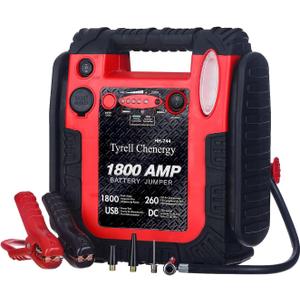 New Upgrade Car Battery Jump Starter & Portable Air Compressor, 1800A 20000mAh 12V Jump Box Power Station, 260PSI Tire Inflator (Up to 8.0L Gas/Diesel), LED Light, USB, Battery Booste