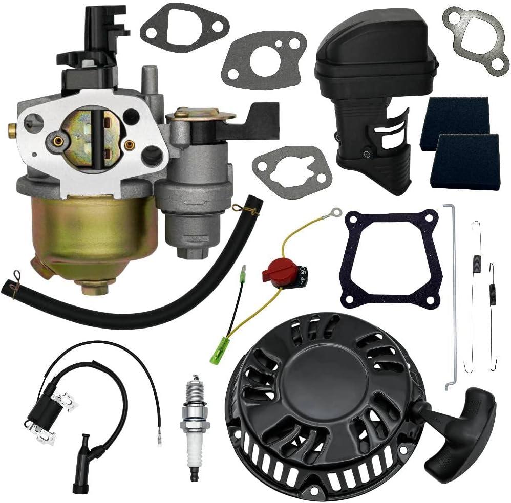 Strongthium Predator 212 Tune Up Parts Carb Kit for 196cc 200cc 212cc 224cc + Pull Start + Coil + Air Filter Assembly + Spark Plug + Throttle Springs + Gaskets