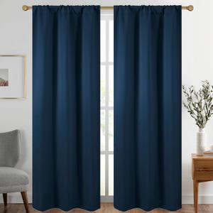 Diraysid Navy Blue Blackout Curtains for Bedroom and Living Room Thermal Insulated Room Darkening Curtains Drapes, 42 x 84 inch, 2 Panels