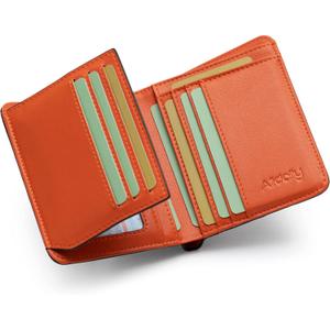 Alldaily RFID Credit Card Wallet for Men Small Bifold Front Pocket Wallet with 2 ID Windows (Black & Orange)