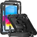 Herize Case Compatible with iPad (A16) 11th 2025/10th Generation 2022 with Screen Protector Pen Holder | Heavy Duty Shockproof Rugged Protective Case W/Handle Shoulder Strap (Black)