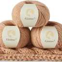 100% Inner Mongolian Cashmere Yarn Luxurious Hand Knitting Yarn Home Necessity for DIY Crafts (3 balls, Khaki)