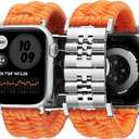 BINLUN Compatible with Apple Watch Band 49mm 46mm 45mm 44mm 42mm 41mm 40mm 38mm Braided Paracord Stainless Steel Sport Watch Strap Fit for iWatch Ultra Series 11/10/9/8/7/SE/6/5/4/3/2/1 for Men Women