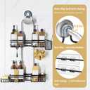 KEGII Shower Caddy Hanging for Handheld Showerheads, Rustproof Hanging Shower Organizer with Soap Dish, Toothbrush Holder and Hooks, Over Showerhead Caddy for Bathroom