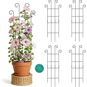 Trellis for Climbing Plants Indoor, 4 Pack 31'' Metal Plant Trellis Indoor for Potted Plants, Sturdy Plant Support Outdoor for Ivy Pothos Monstera Hoya Flower Vine, Wave Shape