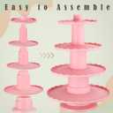 4-Tier Cupcake Stand for 36 CupcakesLarge Plastic Cupcake Tower Stand Cupcakes Holder Tree4 Tiered Dessert Table Stands for PartyReusable Cookie Risers for ChristmasWeddingBirthday Party Events (Pink)