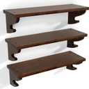 Alsonerbay Wood Floating Shelves for Wall 3 Pack, 17 inch Rustic Wall Shelves with Hook, Decorative Hanging Shelves for Bedroom Living Room Nursery Office and More Light Walnut