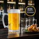 34fl.oz/1L Large Heavy Glass Beer Mug Set of 2 with Handle