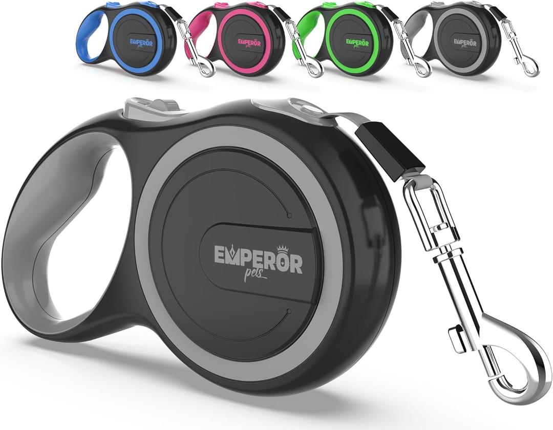 Emperor Pets 26 ft Retractable Dog Leash - Heavy Duty Retractable Pet Leash with Anti-Slip Grip - Reflective Dog Leash Tape for Medium to Large Dogs up to 100 lbs -GY26 (Grey) Emperor Pets 26 ft Retractable Dog Leash - Heavy Duty Retractable Pet Leash with Anti-Slip Grip - Reflective Dog Leash Tape for Medium to Large Dogs up to 100 lbs -GY26 (Grey)