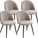 Dining Room Chair Covers Set of 4 Mid Century Modern Dining Chair Covers Curved Back Chair Cover Armless Chair Slipcovers for Kitchen,Office,Living Room, Khaki