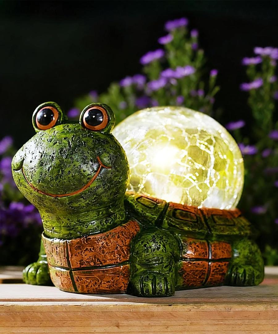 Nacome Solar Turtle Garden Statue Lights: Outdoor Figurine with Glass Ball Lighting Decorations Lawn Ornaments Porch Patio Balcony Yard - Birthday Gifts for Mom Grandma Women(Green)