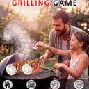 Rolling Grill Basket, Fathers Day Gifts for Dad Husband, Removable Wooden Handle, 304 Stainless Steel, Nesting BBQ Tools for Vegetable, Outdoor Smoker Camping Accessories, Grill Gift for Men Birthday